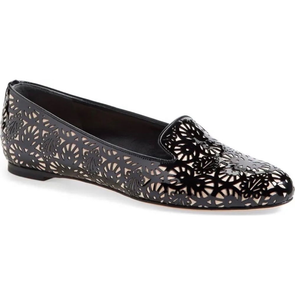 Alexander McQueen laser cut patent leather loafers flats smoking slipper IT 35